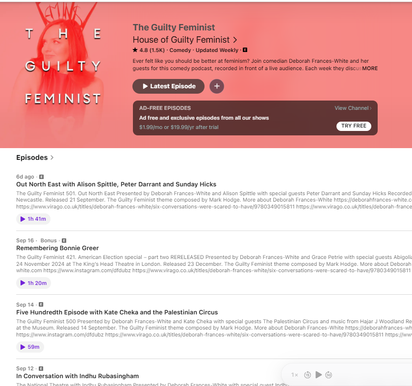 The Guilty Feminist podcast channel sample